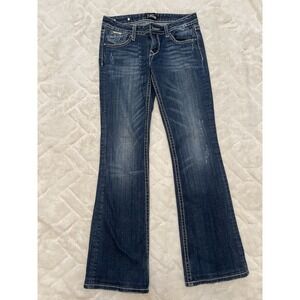 Express Rerock Womens Size 2 BootCut‎ Stretch Blue Denim Jeans